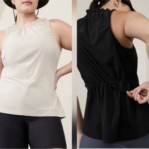 Set of 2 Athleta Navigator Adjustable  Tank Tops Sz Lg, Black and Beige